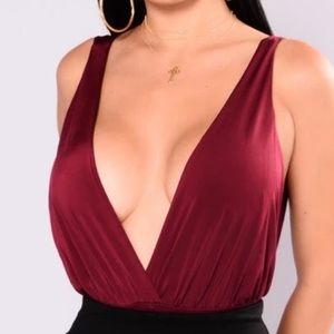 Burgundy Plunge Bodysuit